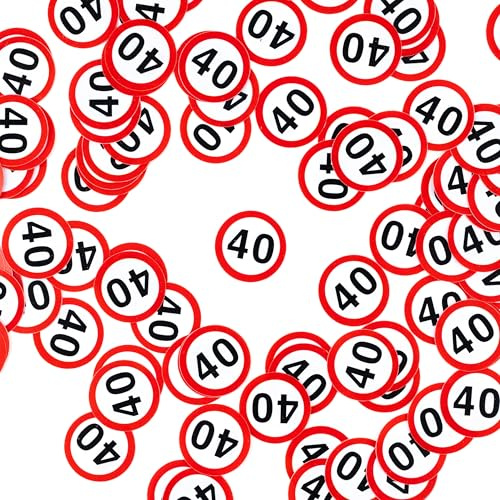 40-årsdag dekoration konfetti trafikmärken röd/vit – original födelsedagsdekoration 40 för en lyckad 40-årsdag kvinnor eller män – Tiwoca