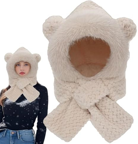 Générique Bärenhut für Erwachsene, Bärenhut – niedlicher Winterhut, Bärenschal, warme Tiermütze | Plüschhut mit Ohren, Bärenkostüm für Winter, Familie, Freunde