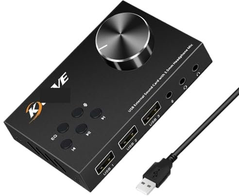 Z3LYA9 Carte son externe USB avec interface casque 3,5 mm, contrôle du volume, carte son externe T10, adaptateur audio