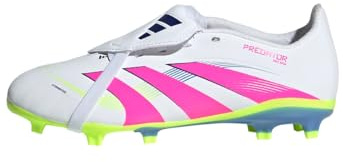 adidas Unisex Kids' Bota de fútbol Predator League Fold-Over Tongue césped Natural seco (Adolescentes), Cloud White/Lucid Pink/Lucid Lemon, 35
