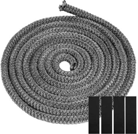 BSITSSS Joint Insert Cheminée, 8mm x 4m Joint Poele a Bois avec 4 Ruban, Durable Joint Cheminée, Long Joint pour Poele a Bois, Joint Vitre Insert Cheminée pour Poele a Bois