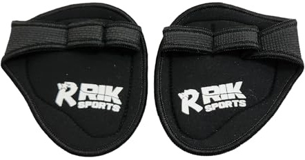 RIK SPORTS Non-Slip Neoprene Gym Grip Pads – Alternative to Workout Gloves for Weightlifting, Pull-Ups, Powerlifting, Calisthenics, and Gymnastics – Fitness Grips for Men and Women (Black, One Size)