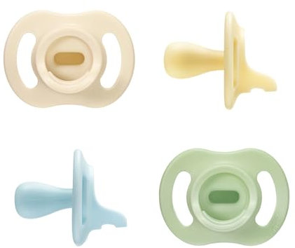 Tommee Tippee Ultra-Light StayPut Dummy, 0-6m, 4-Pack, One-Piece Silicone Soother
