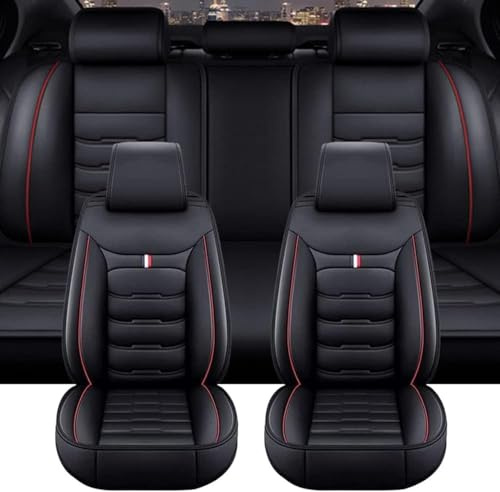YMYQF Auto Sitzbezüge Sets für BMW X1 F48 X1 2.Gen 2015-2019 2020 2021 2022 2023 2024 2025, 5 Sitzer PU Leder Autositzschoner Wasserdichter Atmungsaktiver Autositzbezüge Zubehör,Black-red