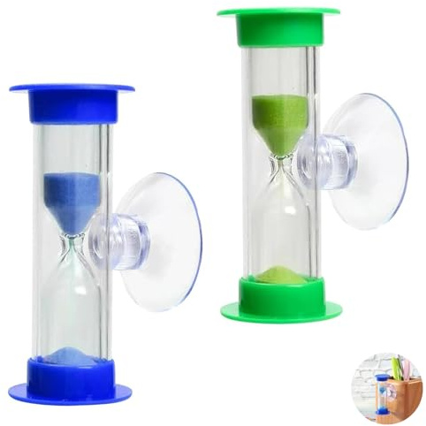 2 Pieces Hourglass With Suction Cup, Timer For Teeth, Sand Timers For Kids With Suction Cap, Shower Timer, Easy To Install And Use, For Timing Toothbrush Shower Cooking Games Exercising Etc