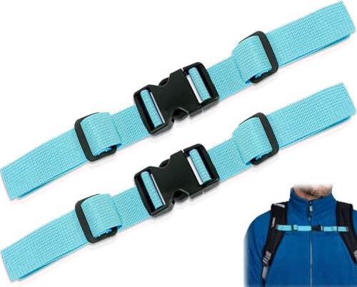 Generisch Verstellbarer Brustgurt Rucksack, 2 Stück Rucksackriemen aus Nylon mit Schnellverschluss, Rutschfester Gurtband für Schultasche, Strapazierfähiger Brustgurt für Joggen und Wandern