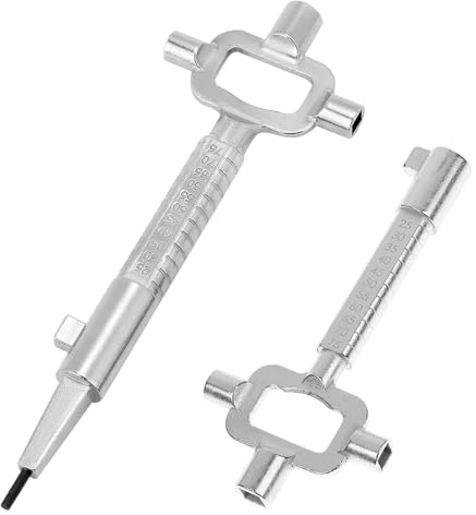 Zurcrelzaw 2 Pièces Clef Passe Partout Universelles, en Alliage de Zinc, avec Échelle de Mesure Clé de Chantier, pour Serrures à Mortaiser, Clé D'armoire Électrique, Décapsuleur (Argent) (Argent)