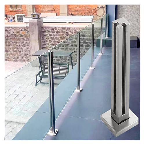 Kit de balustrade en verre d'extérieur – Système de garde-corps d'escalier avec cadre en acier inoxydable pour terrasse, verre non inclus