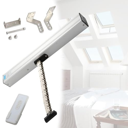 LVSEWOA Chiudiporta Elettrico per finestre, apriporta Automatico a Catena, Corsa Regolabile, con sensore Pioggia e Telecomando (600 mm)