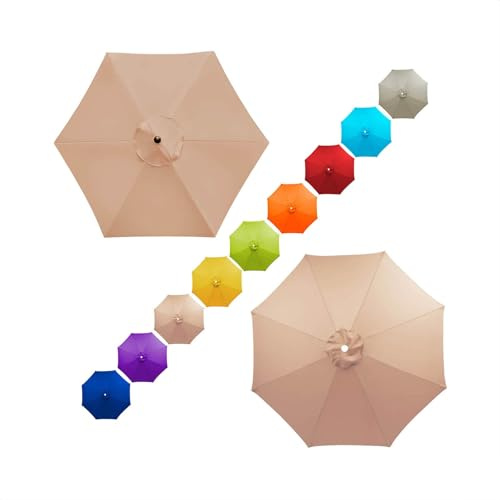 Générique 6 Baleines/8 Baleines Auvent de Remplacement Pour Parasol, 2.7m 3.0m épais Et Solide Toile de Rechange Housse de Parapluie, Pour Jardin Pelouses Plage Piscine Terrasse