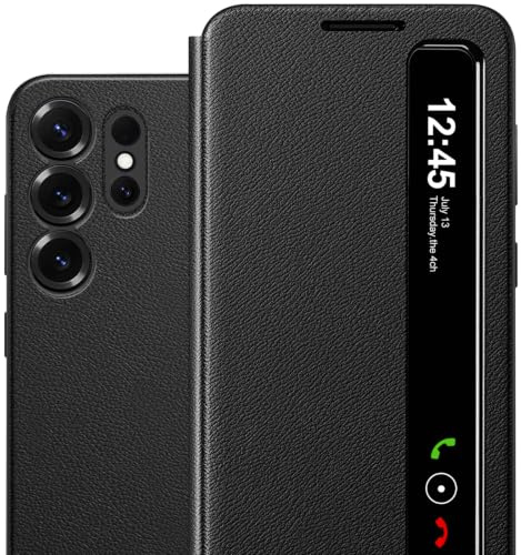 für Samsung S24 Ultra Hülle mit Sichtfenster, Clear View Smartphone Cover | Smart View Handyhülle für Samsung Galaxy S24 Ultra, Flip Case, Stoßfest Schutzhülle für Samsung S24 Ultra 5G