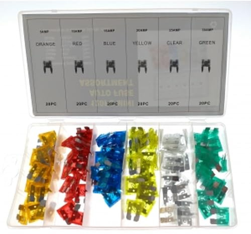 SATKIT Set mit 120 Mini-Sicherungen für Auto, Motorrad, 5 A, 10 A, 15 A, 20 A, 25 A, 30 A