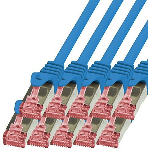 BIGtec Lan Kabel 10 Stück 3m Netzwerkkabel Ethernet Internet Patchkabel CAT.6 blau Gigabit SFTP doppelt geschirmt für Netzwerke Modem Router Switch 2 x RJ45 kompatibel zu CAT.5 CAT.6a CAT.7 Stecker