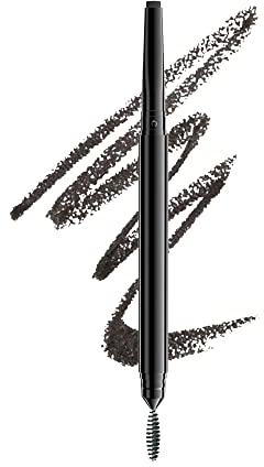 NYX Professional Makeup Lápiz de cejas Precision Brow Pencil, Dos lados: lápiz de cejas y cepillo espiral, Fórmula vegana, Tono: Black