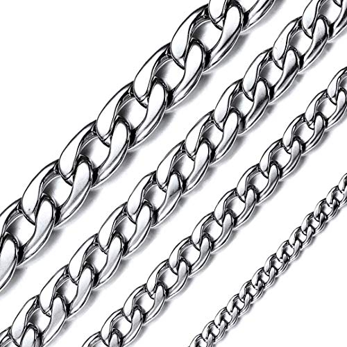 ChainsHouse Kette Mann Panzer Halskette Edelstahl Herren Panzerkette 5mm Gliederkette 46cm Damenkette Silber Kubanische Kette mit Karabinerverschluss Männer Punk Halsreif Modeschmuck für Liebhaber