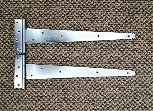 T-Scharnier, 10,2 cm, 15,2 cm, 20,3 cm, 25,4 cm, 30,5 cm, 35,6 cm, 40,6 cm, 45,7 cm, für Holztor und Gartentor, Zink (2 Paar (4 Scharniere), 40,6 cm, 400 mm)