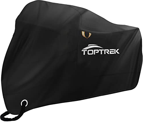 Toptrek Bâche Protection pour Moto - en Tissu Oxford 210D Housse Moto- avec Bande de Couture - XXXL - Imperméable et Respirante - Noir - 265 x 105 x 133 cm