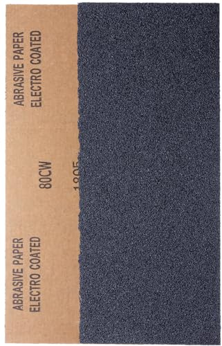 YoiYee Hojas de papel de lija húmedas y secas de grano 80, 23 x 9,5 cm, rollo de papel de lija abrasivo mediano para madera, metal, plástico, vidrio, piedra y lijado de pared, paquete de 10