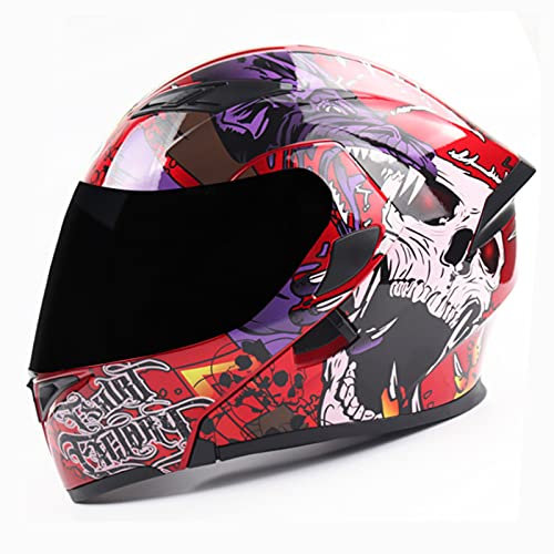 Integralhelm Motorradhelm Sturzhelm Jet Helm Rollerhelm Herren & Damen Full-Face Motorcycle Helmet Flip-Up Helm Klapphelm Modular-Helm Atmungsaktiver Mopedhelm ECE-Zertifizierung,Rot,L