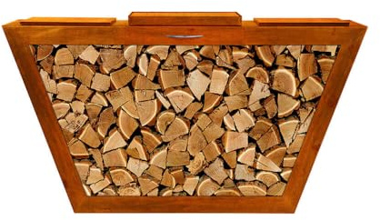 Home Deluxe - Rost Holzlege - PAULO - 160x40x60 cm, wetterbeständig, edle Rostoptik I Holzlager Feuerschale