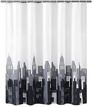 MARMODAY Duschvorhang, wasserdicht, Wohnwagen-Zubehör, Turm-Design mit Haken, 180 x 200 cm (B x H)