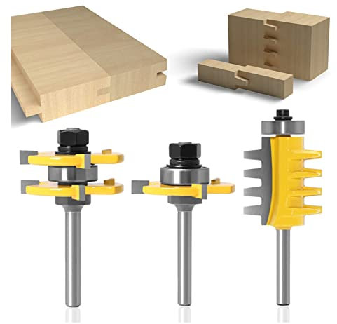 SYJY-SHOP 3pcs Biscuit Joint Slot Cutter Router Bit,6mm 1/4 Inch Shank Joint Assemble Router Bits Tongue &Groove T-Slot Milling Cutter For Wood Woodwork Cutting Tools