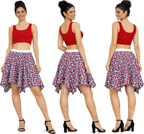 The Dragons Den Adults Union Jack Flag Handkerchief Skirt United Kingdom Great Britain Supporters Fancy Dress