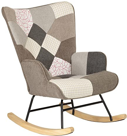 Totò Piccinni Poltrona Poltroncina a DONDOLO Multicolore Design Patchwork (Elegant, Poltrona)