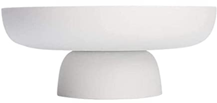 Liummrcy Footed Round Pedestal Bowl - Decorative Fruit Dish Holder, Dessert Display Stand With Drain, Vegetable Basket, Plastic Salad Serving Dish, Snacks Tray With Base - White