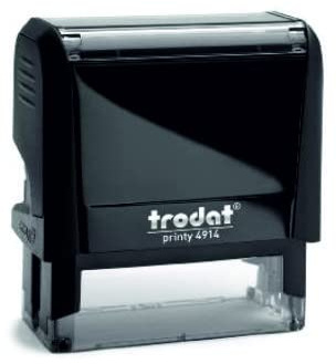 Trodat - Printy 4914 - Custom Stempel mit Wunschtext personalisieren, hier gleich online gestalten Gehäusefarbe schwarz – Adresstempel - Firmenstempel - mit Wunschtext - 64x26 mm - 7 Zeilen