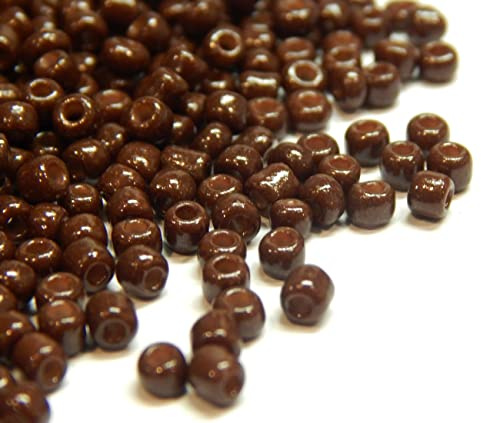 Perlin Cuentas de cristal opacas de 2 mm, opacas 11/0, 6500 unidades, color marrón