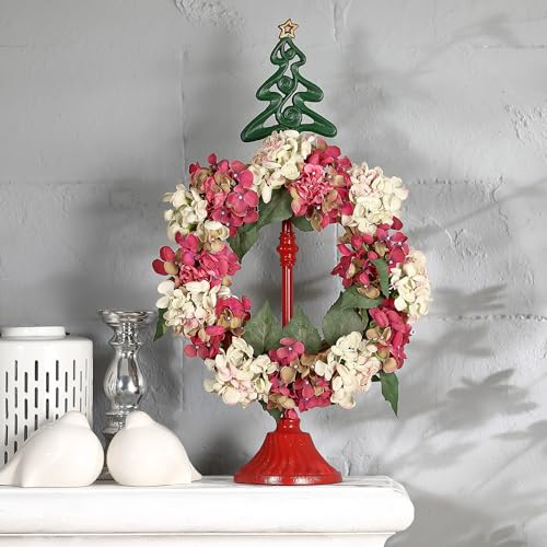 AINISIS Weihnachtsbaumkranzständer für Display, Tischplatte, verstellbarer Metallkranzhalter, freistehend, Kranzaufhänger für dekorative