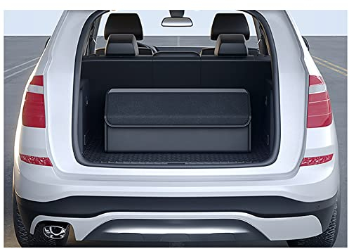 Auto-Rücksitz-Organizer, Auto-Aufbewahrungstasche mit Deckel, zusammenklappbarer Auto-Organizer mit mehreren Fächern, Kofferraum-Organizer für Autos, faltbare Ledertasche für Autos, SUVs (Größe: B) (A