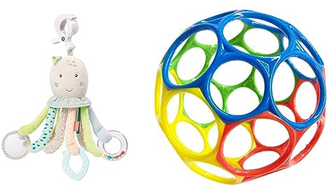 Fehn Activity-Spieltier Oktopus – Baby Motorikspielzeug für Kinderwagen & Bright Starts, Oball Classic, Flexibler und leicht zu handhabender Ball