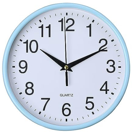 tinysiry Horloge Murale à Quartz Moderne, Horloge Murale décorative Ronde Vintage, Horloge Murale à Grand Nombre à Suspendre pour la Maison, la Cuisine, Le Bureau et l'école Bleu