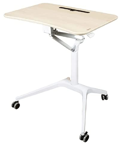 POCHY Betttische Höhenverstellbarer Überbett-Nachttisch mit Rädern, pneumatischer, mobiler Steh-Laptop-Schreibtisch, rollender Computerwagen für den Heimgebrauch luxuriös