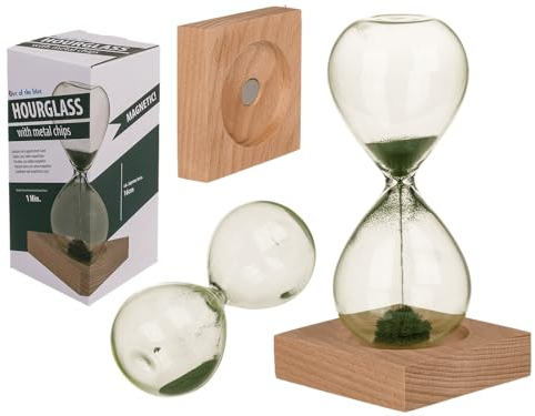 Out of the blue Clessidra con sabbia magnetica verde, ca. 16 cm, in confezione regalo, durata: 1 minuto