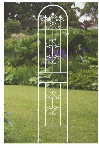 BZCKBZ Metall Rankhilfe, Rankhilfen, Rostfreies, Stabiles Metallspalier für Rasen im Freien, Garten, Hinterhof, Kletterpflanzen, schwarz, Weiß(Color:White,Size:180 * 50CM/70.9 * 19.7in)