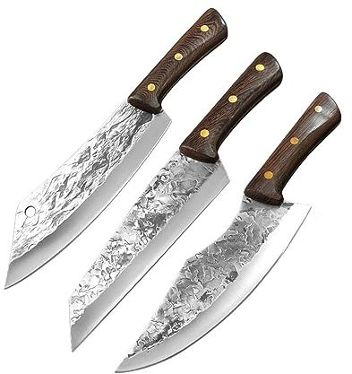 LIUJOU Cuchillo de Chef chino de Damasco forjado a mano, cuchillo de carnicero de acero inoxidable, cuchillo de carnicero afilado for cortar huesos