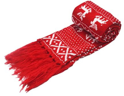 Warmhm Einfarbiger Weihnachts Wollschal Mit Rentier Und Schneeflocken Design Langer Warmer Winter Schal Für Festliche Anlässe Ideal Als Weihnachtsgeschenk