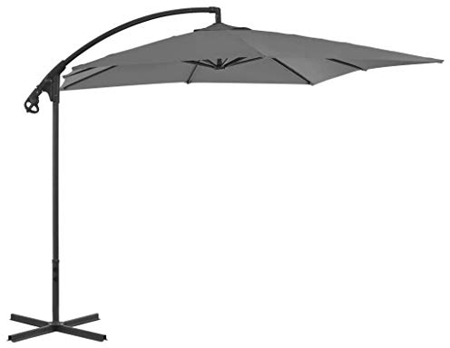 asdchZen Ampelschirm Mit Stahlmast 250X250Cm Anthrazit Gartenschirm Outdoor Sonnenschirm