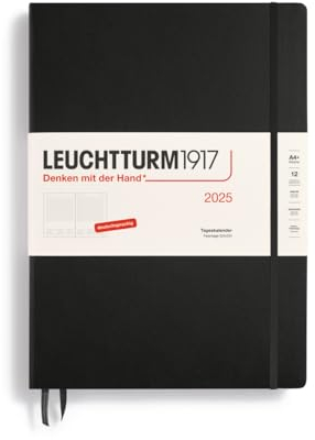 LEUCHTTURM1917 370592 Tageskalender Master (A4+) 2025, Schwarz, Deutsch