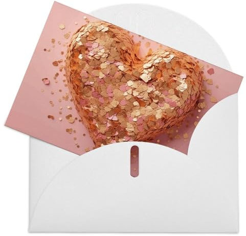 OURTEV Geburtstagskarte mit Umschlägen, schöne Grußkarten, Glitzer-Pailletten in Herzform, Dankeskarte, Thinking of You, Ermutigungskarten, 15 x 9,9 cm, Notizkarten