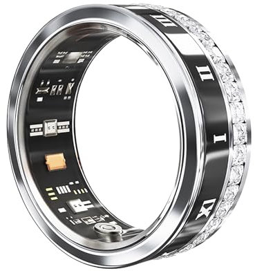 Smart Ring Health Tracker Ring Health Tracking Smart Ring mit Ladefach Kein App-abonnement Erforderlich(Silver,9#)