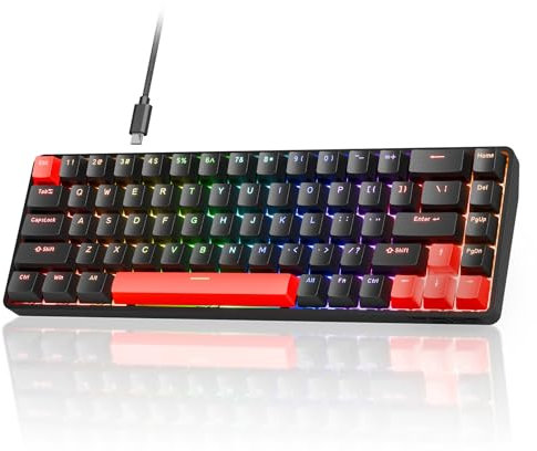 TMKB T68 HE Rapid Trigger Mechanische Gaming-Tastatur mit Magnetschaltern,RGB-Beleuchtung,Kabelgebunden Type-C,Kompakte 68Tasten Tastatur,N-Key-Rollover,Kompatibel mit Windows/Mac/Linux,US Layout