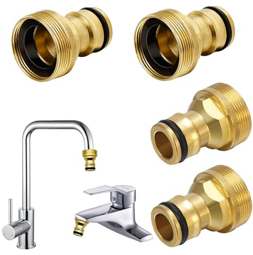4 connettori universali per rubinetto, per miscelatore, adattatore per tubo flessibile Gardena, adattatore per rubinetto, attacco rapido per tubo da giardino