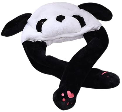 TOYANDONA Plüsch Panda Hut Mit Beweglichen Ohren Lustige Tiermütze Für Junge Mädchen Und Erwachsene Für Kostümpartys Halloween Und Fotoshootings