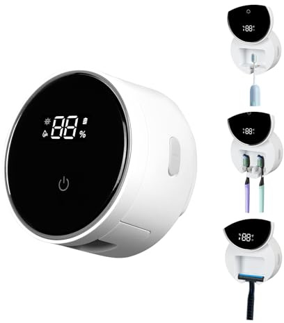 Zahnbürstenreiniger & Zahnbürstenhalter, Intelligenter Induktions Tragbarer UV-Zahnbürsten Sterilisator, Wandmontage Badezimmer-Zahnbürstenhalter Zwei Zahnbürsten gleichzeitig Rasierapparat Sanitizer