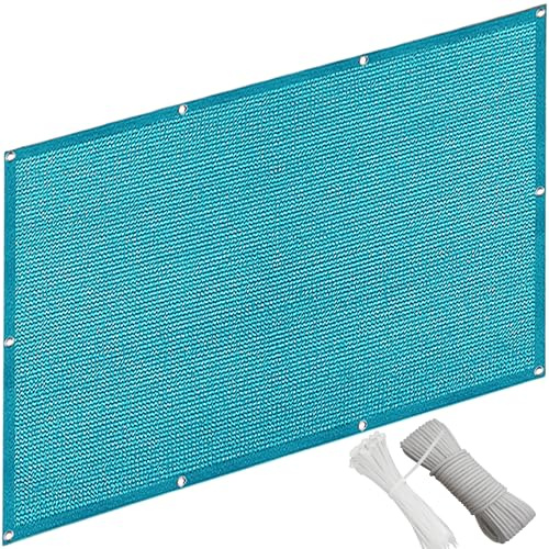 QINLIQIN Privacidad de Balcón y Pantallas 1 x 5 m Balcón Malla Ocultacion Jardín Protección Solar Resistente Al Desgarro con Ataduras de Cables para Exterior Terraza, Azul Cielo