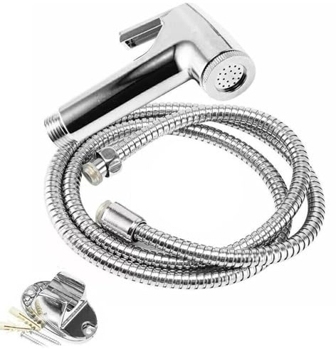 Universal Chrome Muslim Shower Handheld Head and Hose Bidet Hose Hygienic Shower Spray Tap for Toilet,Bathroom Sprayer